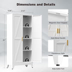 61" Tall Metal Pantry Cabinet, Kitchen Storage Cabinet with 2 Doors and 3 Adjustable Shelves for Kitchen, Living Room, Dining Room, Bathroom and Home, Office (White, 61" H)