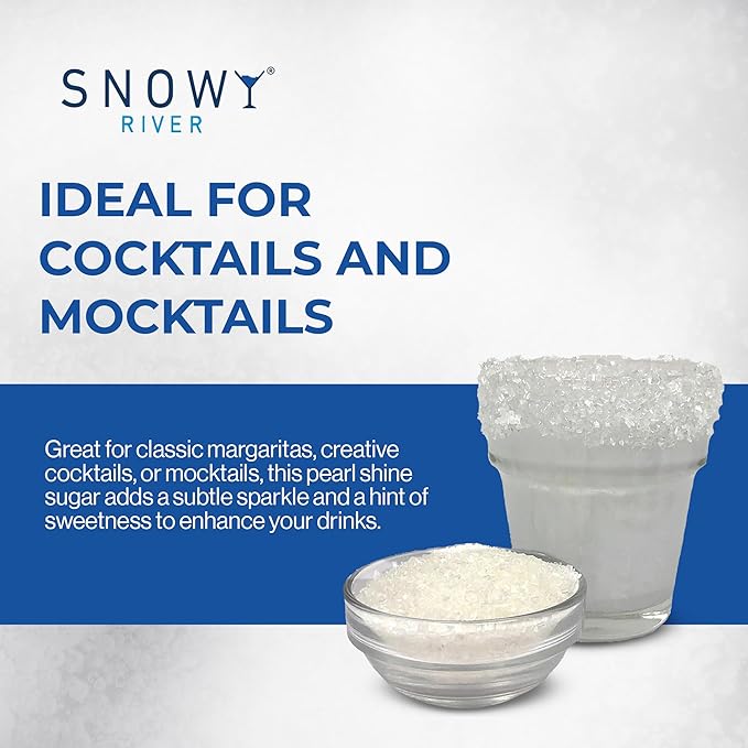 Snowy River Pearl, Cocktail & Margarita Sugar Rimmer - Vibrant Naturally Colored Sugar for Cocktail Rimming, Baking & Decorating, Medium Crystal - 80oz