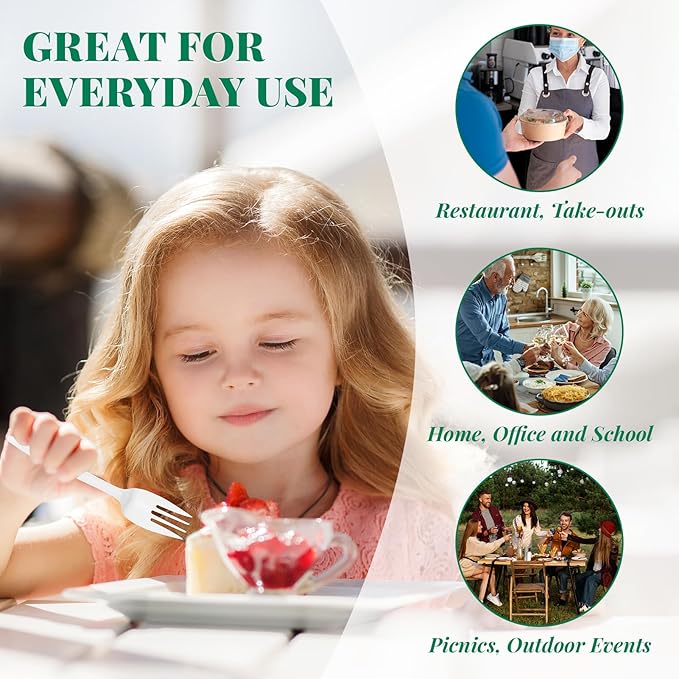 FOCUSLINE 2000 Pack White Plastic Forks Bulk, Heat Resistant Disposable Forks, Plastic Silverware for Take out Restaurants, Parties, Picnics, Travel & Any Events
