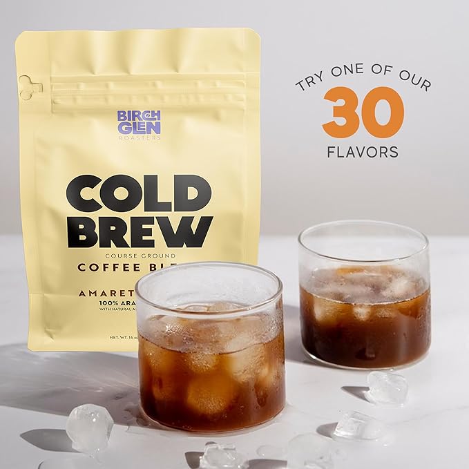 Birch Glen Roasters Cold Brew Coffee | Flavored Coarse Ground Coffee | Artisanal Roasting | 100% Arabica |1 LB | Peanut Butter & Jelly