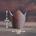 Large size Brown Tulip Baking Cups 2-1/4"(Base diameter) x 4"(Wall height) Greaseproof paper baking cupcake Muffin liners, Case of 130 pcs
