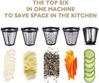 Electric Cheese Grater, Professional Electric Slicer Shredder, 150W Cheese Grater/Chopper Salad Maker, Shredder for Home Kitchen Use with One-Touch Control | 5 Free Attachments