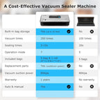 Food Vacuum Sealer Machine 10-In-1 with Bag Storage(Up to 20FT) and Cutter, INKBIRD Food Sealer Vacuum Sealer for Food with Moist/Dry/Canister 5 Food Modes, Starter Kits Bags*5 and Bag Roll*1, 85KPa