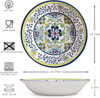 Talavera Melamine Large Serving Bowl, 13.75" x 2.75" Mixing, Pasta Serving Bowls set of 2,100% Melamine Soup Bowl Salad Bowl Fruit Bowls,Lightweight and Unbreakable…