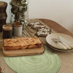 FunWheat Round Braided Placemats Set of 8 Place mats for Dining Tables Woven Heat Resistant Table Mats 15 inch(E Light Green, 8pcs)