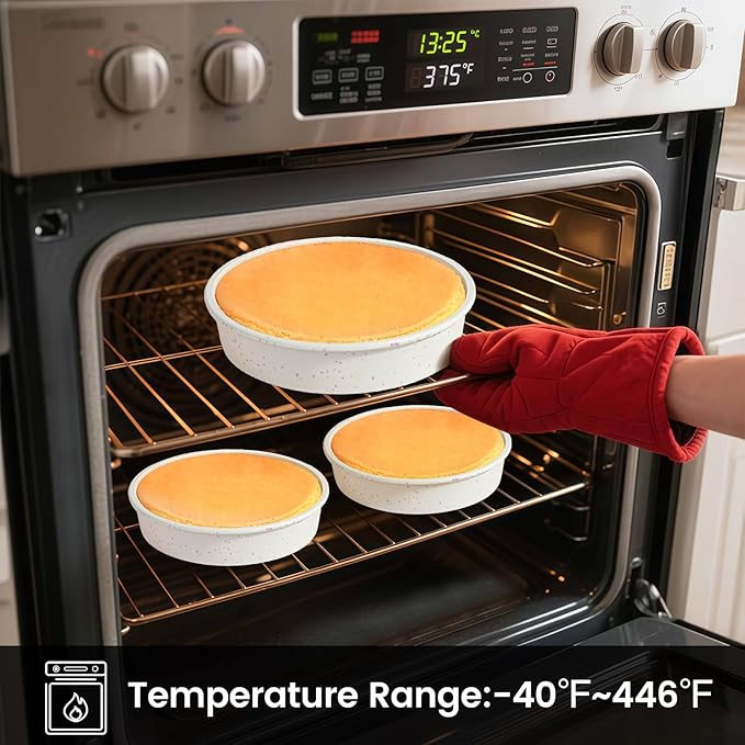 Vinino 8 Inch Silicone Round Cake Pan with Metal Reinforced Frame Set of 3, Nonstick Silicone Springform Pan for Baking Suitable for Making Layers, Cheese & Chocolate Cakes