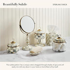 MACKENZIE-CHILDS Sterling Check Kitchen Canister, Decorative Gray-and-White Glass Storage Jar with Lid, Large
