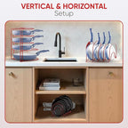 Heavy-Duty Pots and Pans Organizer | 5-Tier Cookware & Lid Storage Rack | Free-Standing or Wall-Mount | Kitchen Organizer for Cast Iron Skillets, Pots, Frying Pans, Lids | Red