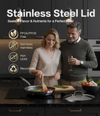 Non Stick Frying Pans with Lids, 12 Inch Fry Pan, Hybrid Large Frying Pan with Lid, Nonstick Skillet Stainless Steel, Dishwasher & Oven-Safe, Induction Compatible Cooking Pan