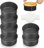 HONGBAKE 6 Inch Cake Pans for Baking, Round Small Layer Cake Pan Set with 120 Pieces Parchment Paper, Nonstick Circle Cheesecake Tin, 4 Pieces, Heavy Duty - Grey