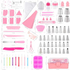 Cake Decorating Kit: Decorating Supplies Tools Kit 138 PCS Baking Accessories Include Spiping Bags and Tips Set, Piping Tips Set, Spatulas, Cake Scraper, 50 Piping Bags for Beginners, Pink