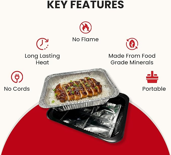 H°eats Flameless Food Warming Pads (72-Pack) - Full Size Food Warmers for Parties Buffet - Party Buffet Servers and Warmers - Heating Pads for Chafing Dish - Must-Have Catering Supplies