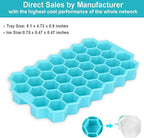 Ice Cube Trays with Lid, 2 Pack Silicone Ice Cube Trays with Lid-37 Grid, Easy-Release 74 PCS Small Ice Cubes for Iced Coffee Cocktail Whisky Chocolate Soup Food,BPA Free,Durable,Dishwasher Safe