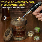 Cocktail Smoker Kit Butane Torch - Premium Quality Wood - Wooden Bar Smoker for Cocktails - Old Fashioned Cocktails, Whiskey or Bourbon, Drinks - Gift for Men