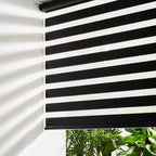 Persilux Cordless Zebra Blinds for Windows Free-Stop Roller Windows Shades (24" W X 72" H, Black) Dual Layer Light Control for Day and Night, Light Filtering Sheer Shades for Home, Bedroom