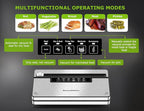 Bonsenkitchen Vacuum Sealer Machine, Stainless Steel Food Sealer Vacuum Sealers with 30 Bags & 1 Roll, 5 Food Vacuum Modes, Built-in Cutter & Bag Storage (Silver Black)