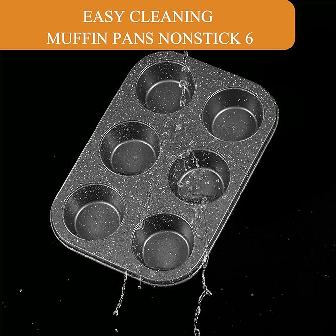 Muffin Cupcake Pan, Muffin Tins Nonstick 6, Muffin Top Cookie Cheese Cake Pan for Baking, Toast Oven Baking Supplies Small Cake Pans Muffin Cups Non Stick