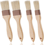 4 Pcs Natural Bristle Pastry Brush, Beech Wooden Handle Basting and BBQ Brushes for Cooking, Butter, Oil, Marinade, Grilling & Baking, Kitchen Food Brush (1 inch & 1.5 inch)