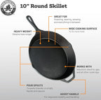 Backcountry Iron 10-1/4 Inch Round Medium Pre-Seasoned Cast Iron Skillet