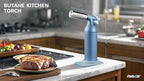 RAVS Dual Flame Butane Torch Lighter, Professional Kitchen Torch with 20G Large Capacity, Adjustable Flame, Blue Cooking Torch for Creme Brulee, BBQ, Baking, Gifts for Women (Butane Gas Not Included)