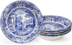 Spode Blue Italian Ascot Cereal Bowl Set of 4-8-Inch Earthenware Bowls with Oriental Design, Dishwasher & Microwave Safe Tableware for Breakfast, Soup, Rice, Dessert - Blue & White Dinnerware