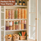ComSaf Airtight Glass Food Storage Jars Set of 6, 0.6 Qt Clear Glass Food Storage Container with Sealing Wooden Lid, Stackable Spice Jar, Round Kitchen Canister for Sugar, Tea, Coffee bean, Pasta, Oat
