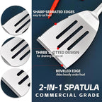Heavy Duty Grill Tools Set Multi-Function Grill Set Accessories BBQ Set Premium Stainless Steel Spatula Fork & Tongs, Barbecue Utensils Tool Kit Gift for Men Women Grilling Lover Outdoor