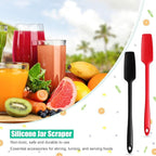 4 Pieces Long Handle Silicone Jar Spatula Kitchen Scraper Spatula Non-Stick Rubber Silicone Scraper for Jars, Smoothies, Blenders Cooking Baking Stirring Mixing (Red,Black)