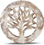 Handmade Wooden Trivet for Hot Dishes Plates & Pots Holder Hot Pad for Kitchen & Dining Table Decor Cookware Heat Resistant Rustic Decorative Carvings Tabletop Home & Dining Table Essentials (White)
