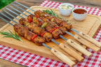 G & F Products Brazilian BBQ Skewers 16 Piece Set Stainless Steel Kabob Sticks 17-Inch Flat Blade with Hardwood Handles Reusable Commercial Grade for Grilling Meat Kebab and Outdoor Cooking