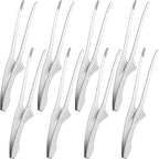 Patelai Korean and Japanese BBQ Tongs Non Slip Cooking Utensils Stainless Steel Tongs for Serving Food, Salad, Camping, Barbecue, Buffet, Oven with Support Stand(Silver,8 Pieces)