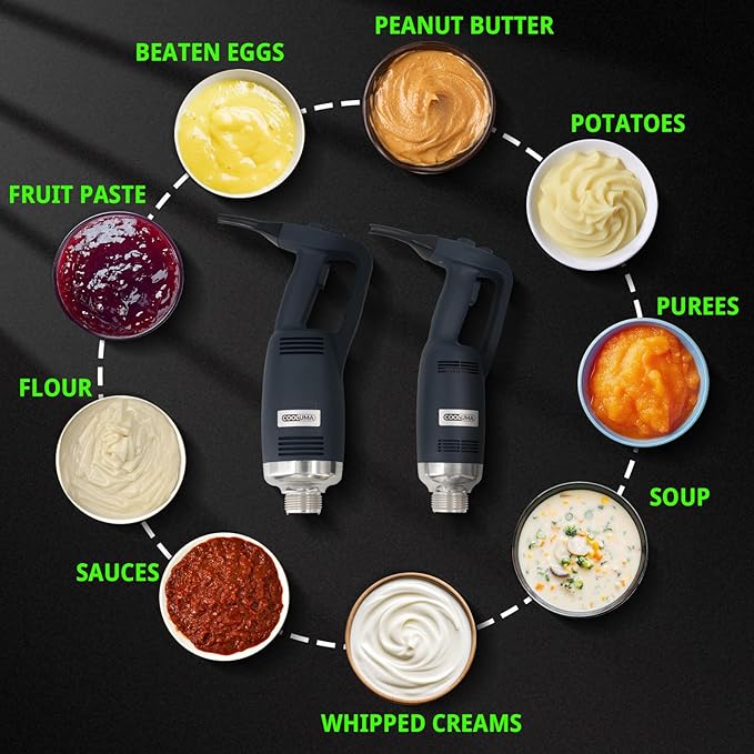 Immersion Blender Commercial, 14 Inch Removable Shaft, Heavy Durt 750 Watt, Variable Speed Motor, Professional Restaurant Grade Hand Mixer, Food-Grade Detachable 304 Blade & Shaft
