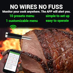 Wireless Meat Thermometer Digital, Long Range Bluetooth 5.2 with App Control, Compatible with iOS & Android, IP68 Waterproof, Fast Charging & Magnetic Smart Food Thermometer for Oven Grill BBQ Smoker