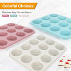 2-Pack Healthy Baking Cupcake Pan| Non Stick 12-Cup Muffin Pan | Durable & Easy Clean Muffin Tin | Perfect for Cupcakes, Muffins (Beige)