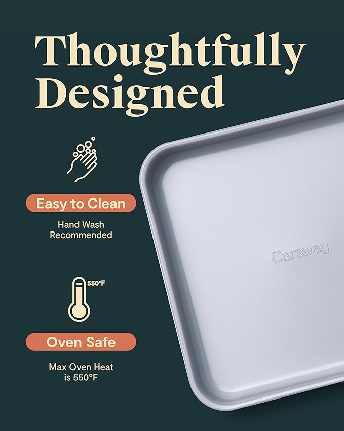 Caraway 9” Square Pan Duo - Non-Stick Ceramic Coating - Free From Forever Chemicals - Cake Pan Perfect for Brownies, Lemon Bars, & More - Slate