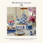MACKENZIE-CHILDS Rolling Pin, Decorative Roller Pin for Baking, Cute Baking Supplies, Blue-and-White Royal Check