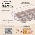 8 Pcs Baking Pans Set, Silicone Bakeware Sets with Metal Reinforced Frame, Nonstick Stackable Carbon Steel Non Toxic Baking Sets for Cooking (Brown)