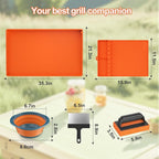 Silicone Griddle Cover Set for Blackstone 36" with 16" Blackstone Griddle Accessories, Cleaning Brush | Heavy Duty Food-Grade Grill Mats Accessories | All Season Protection from Dirt Rust