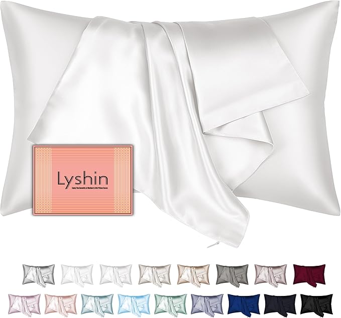 Mulberry Silk Pillow Cases Queen Size with Hidden Zipper, Ultra Smooth and Soft Breathable Cooling Silk Satin Pillowcase for Hair and Skin, Gifts for Women Men (Ivory, 20x30 Inches, 1 Pack)
