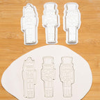 Flycalf Christmas Cookie Cutters Nutcracker Set of 3 with 3D Stamper Holiday Baking Accessories Cutter Molds Gifts for Kids Decorative Party 3.5" Kitchen Cake Supplies