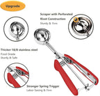 Ice Cream Scoop, Cookie Scoop, 3 Tbsp/ 45 ml/ 1.5 oz Cookie Scoops for Baking, 18/8 Stainless Steel Cookie Scooper for Baking, Ice Cream Scooper with Trigger Release, Cookie Dough Scoop (Red)