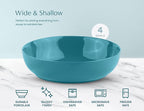 KooK Pasta Bowl, Salad Bowls, Soup, Serving Bowls, Ceramic, Large Capacity, Microwave & Dishwasher Safe, Set of 4, 40 Oz,(Ocean Blue)