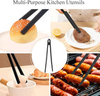 1Pcs Silicone Toaster Tong, 11.6 Inch Long Silicone Kitchen Tong for Toaster Cooking Utensil Bread Waffle Tong Food Tweezer Black Toast Tong for Cooking Serving Bacon Salad Fruit Food, SATONBEYI