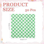 PATIKIL 7.1" x 7.1" Waxed Paper Sheets, 50Pcs Square Pattern Oil-absorbing Dry Food Wrapping Paper for Bakery Coffee Shop Home Baking Kitchen DIY, Green