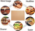 Renook Copper Grill Mats for Outdoor Grill, Set of 8 BBQ Grill Mat for Outdoor Gas Grill, Non-Stick Copper Cooking Sheets, 15.75 X 13 Inch