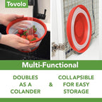 Tovolo Microwave Splatter Cover for Food, Small (Candy Apple Red) - Collapsible & Vented Silicone Splatter Guard Lid - Microwave Plate & Dish Cover with Handle - BPA-Free Kitchen Gadget for Meal Prep