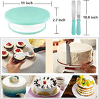 298 Pcs Cake Decorating Kit with Cake Turntable,Cake Leveler,24 Numbered Icing Tips,2 Spatulas,3 Comb Scrapers,8 Carved Pens,100 Pastry Bags,100 Paper Cupcake Liners, (Green)