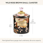 MACKENZIE-CHILDS Enamel Canister, Kitchen Storage Container with Lid, Small, Wild Rose Brown