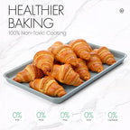 Ceramic Baking Sheet Pan, Cookie Sheets for Baking, Naturally Non-Toxic Ceramic Coating, 2.2mm Thick oven trays for cooking, PTFE & PFOA Free, 15x10"