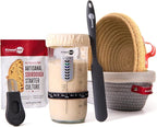 KneadAce Sourdough Starter Kit With Culture, Starter Culture, 24oz Sourdough Jar, 2 x Cotton Rope Banneton Bread Proofing Basket, Bread Lame, Perfect Gifts for bakers Sourdough Bread Baking supplies